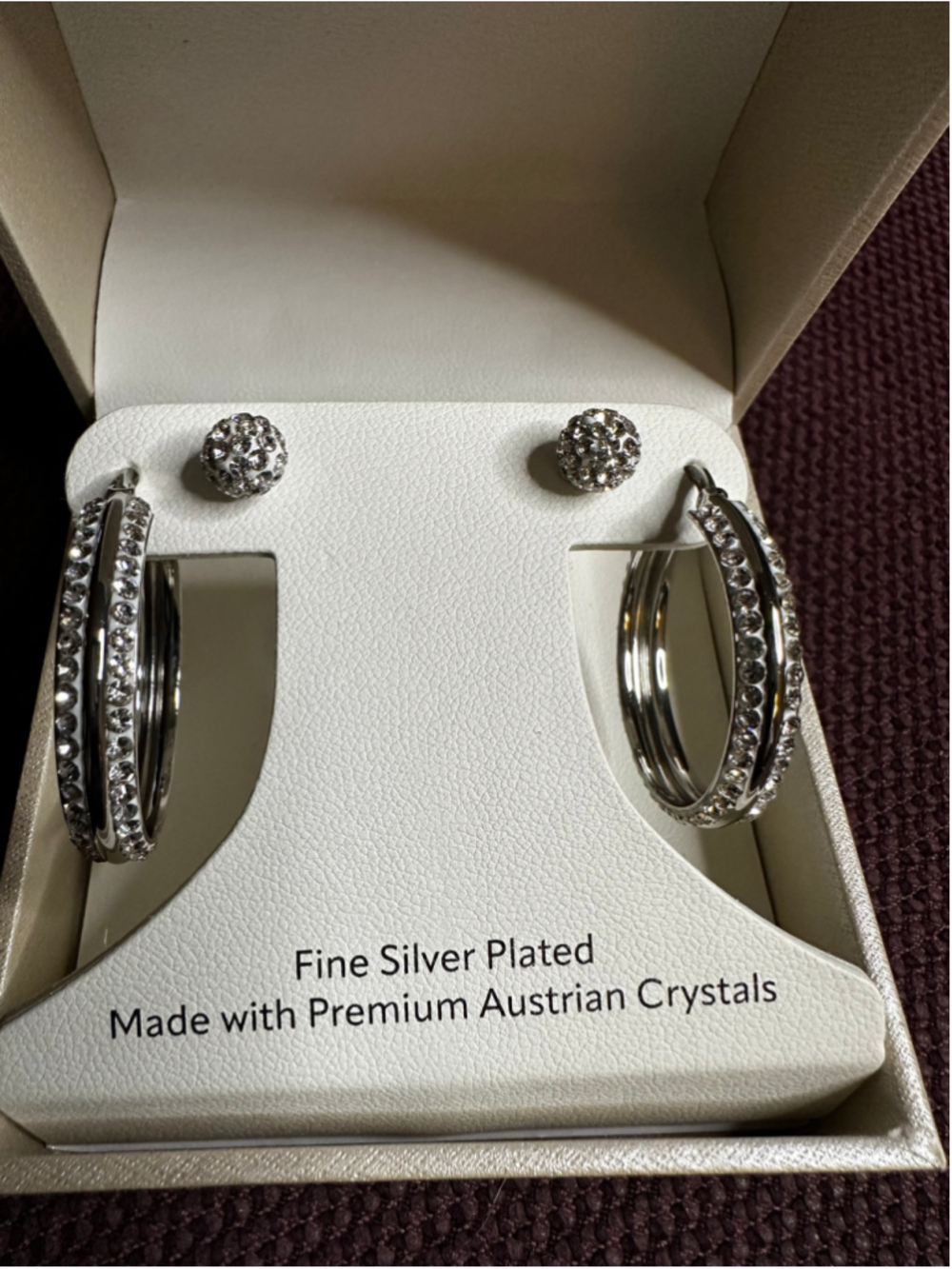 Sofia James Silver Plated Crystal Hoop & Stud Earring Set